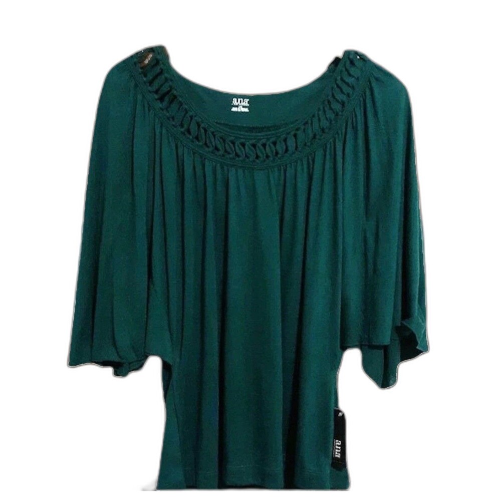 A.n.a Blouse L Exquisite Green NWT Dolman Sleeve Boho Colorful Casual
